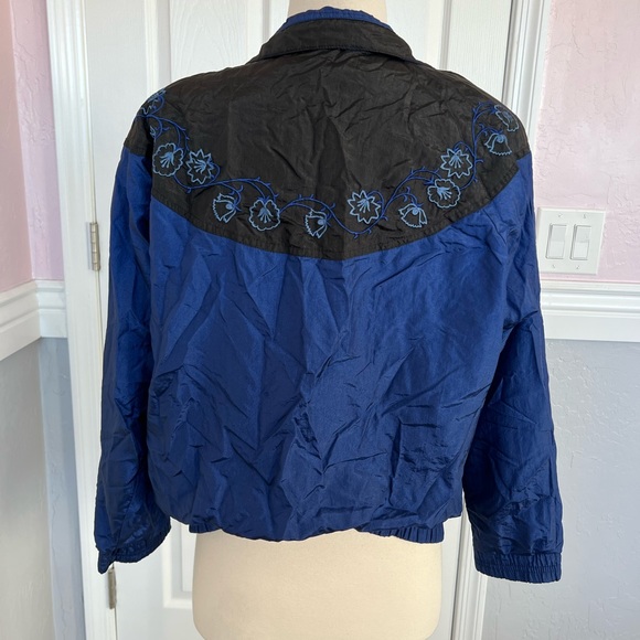 Vintage Lavon Women's 90s Windbreaker Floral Embroidered Full Zip Jacket Small - Picture 4 of 15
